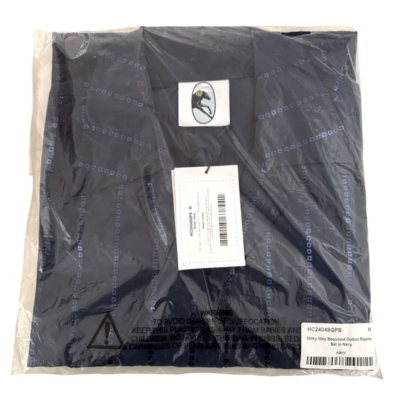 NWT Sleeper Milky Way Sequined Cotton Pajama Set Navy Size M - Picture 12 of 13